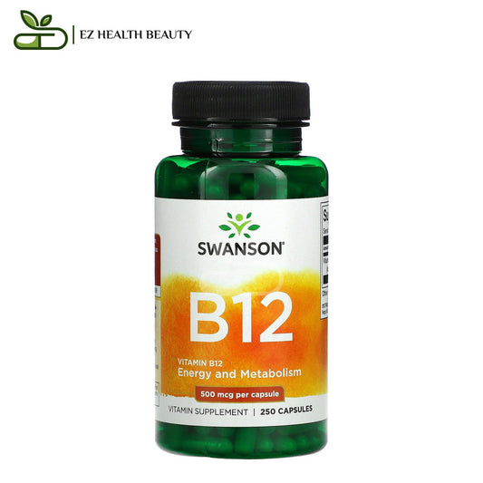 كبسولات فيتامين ب 12 لصحة الجهاز العصبي 500 مكجم 250 كبسولة Vitamin B12 Swanson