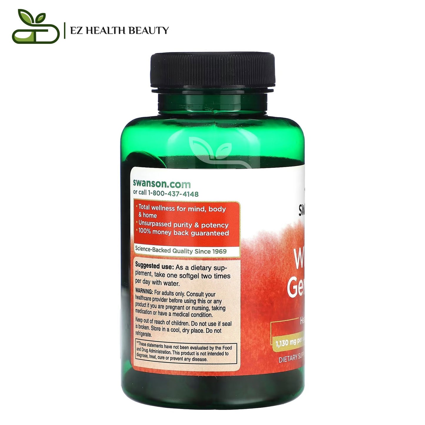 كبسولات زيت جنين القمح لدعم صحة القلب 1130 ملجم 60 كبسولة هلامية Swanson Wheat Germ Oil 1130 mg