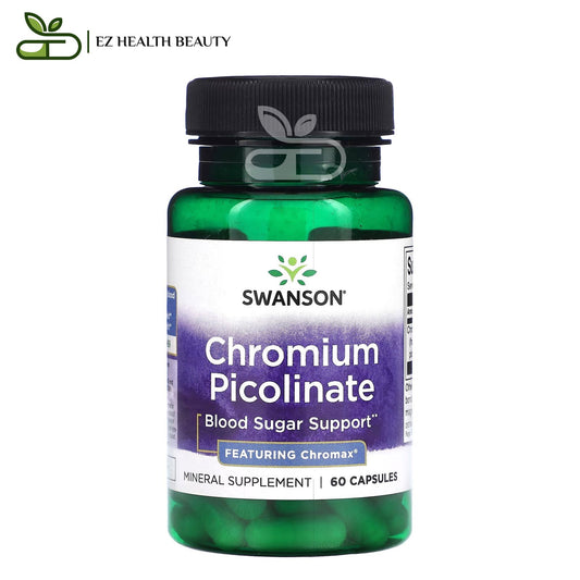 حبوب chromium picolinate 200 كروميوم بيكولينات لتنظيم مستوي السكر 60 كبسولة Swanson