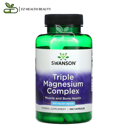 حبوب تربل مغنيسيوم كومبلكس لدعم صحة العضلات والعظام 100 كبسولة Swanson triple magnesium complex 400mg