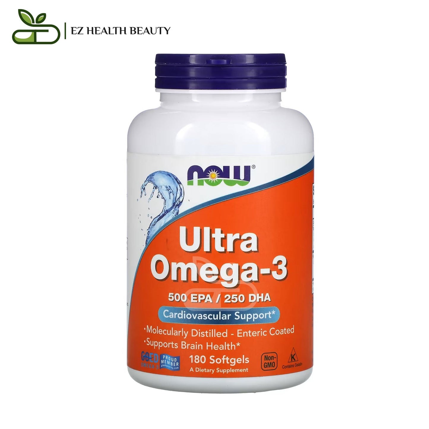 NOW Foods Ultra Omega 3, 500 EPA / 250 DHA (180 Enteric Coated Softgels)