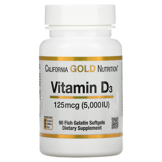 California gold nutrition vitamin d3 5000 iu (125 mcg) for bone health - 90 Fish Gelatin Soft gels