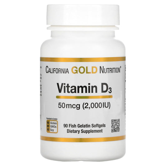 كاليفورنيا جولد نيوترشن فيتامين د لتعويض نقص فيتامين د في الجسم 50 مكجم 90 كبسولة - California Gold Nutrition vitamin d3 2000 iu