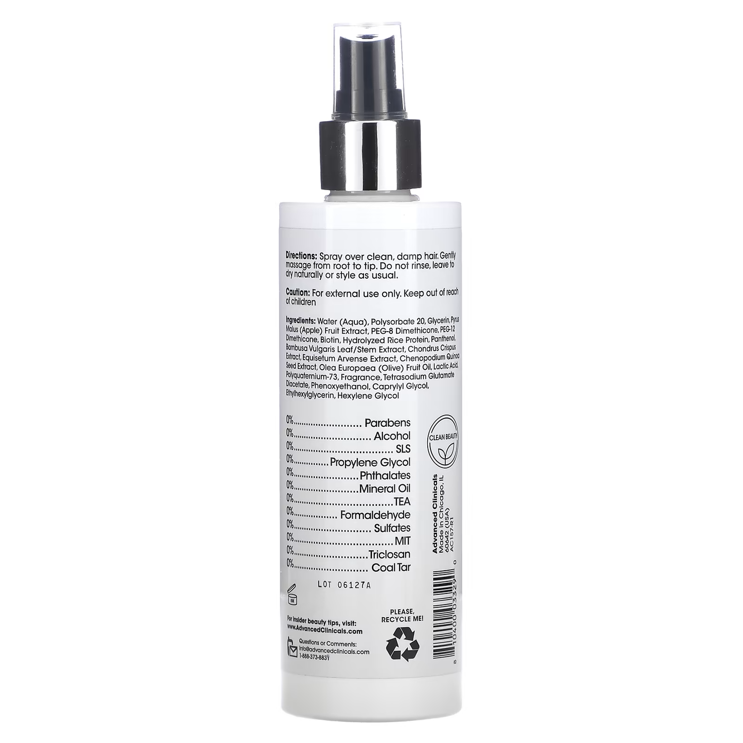 Advanced Clinicals Biotin Leave In Treatment Spray 237 ml