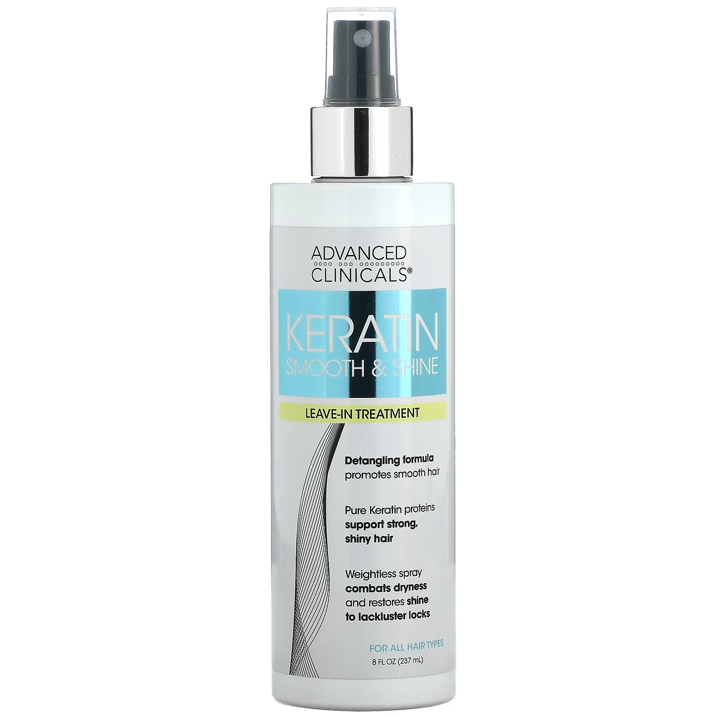 Advanced Clinicals Keratin Smooth &amp; Shine Leave in Treatment conditioner spray 237 ml